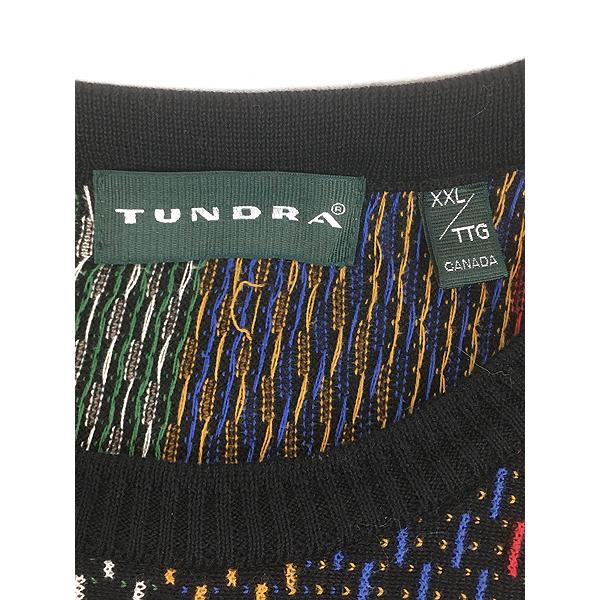 古着 90s Canada製 TUNDRA カラフル ダイヤ アート コットン ニット