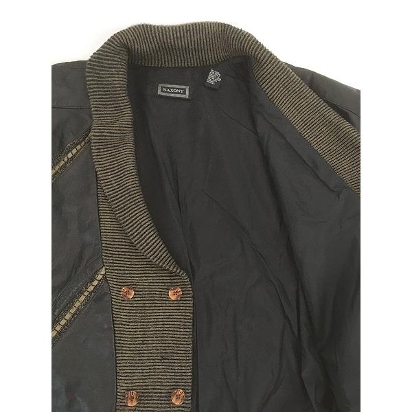 古着 90s SAXONY 本革 レザー ショールカラー ダブルブレスト アクリル
