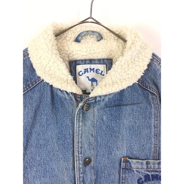 古着 90s CAMEL キャメル 刺しゅう 裏ボア デニム ジャケット Gジャン