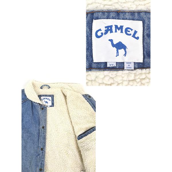 古着 90s CAMEL キャメル 刺しゅう 裏ボア デニム ジャケット Gジャン