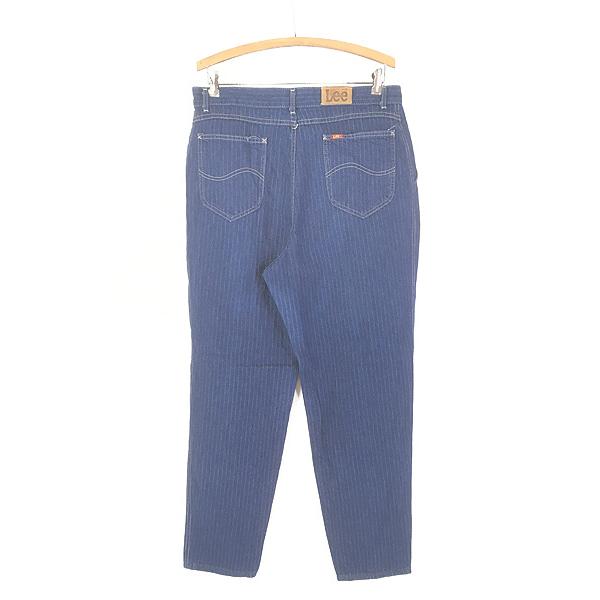 古着 90s USA製 Lee ブルー ストライプ デニム タック パンツ ジーンズ