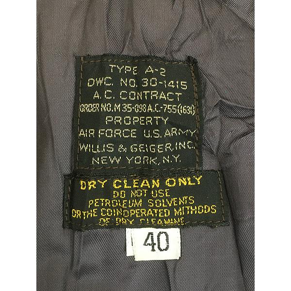 古着 80s USA製 米軍 Wills&Geiger Type A-2 本革 ホースハイド レザー