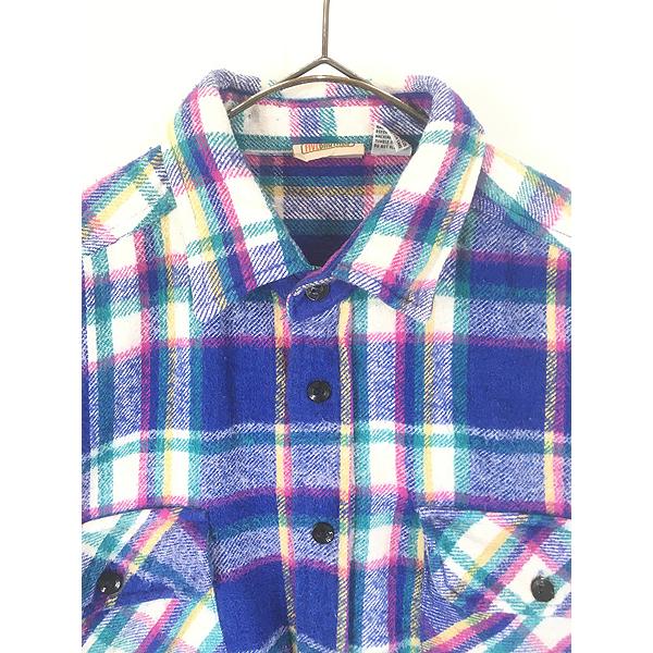 古着 90s FIVE BROTHER カラフル チェック ヘビー フランネル シャツ