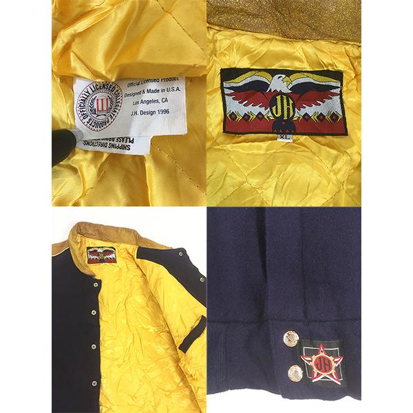 古着 90s JH Design Michigan×PEPSI 本革 レザー × メルトン ウール スタジャン ジャケット XL 古着 90s JH Design Michigan×PEPSI 本革 レザー × メルトン ウール