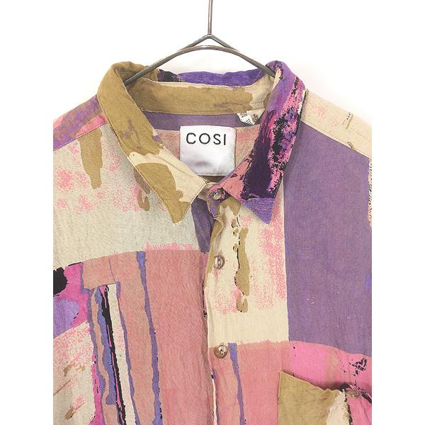 古着 90s COSI ペイント グラフィック アート 総柄 100% レーヨン
