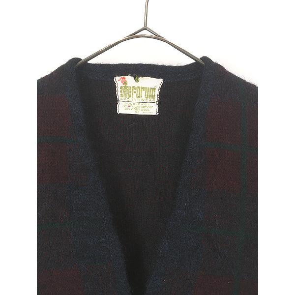 古着 60s Forum Sportswear チェック シャギー アクリル モヘア ウール