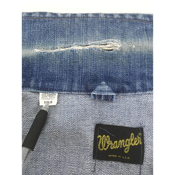 古着 70s USA製 Wrangler サイレントW フラップ 2ポケ 濃紺 ブルー