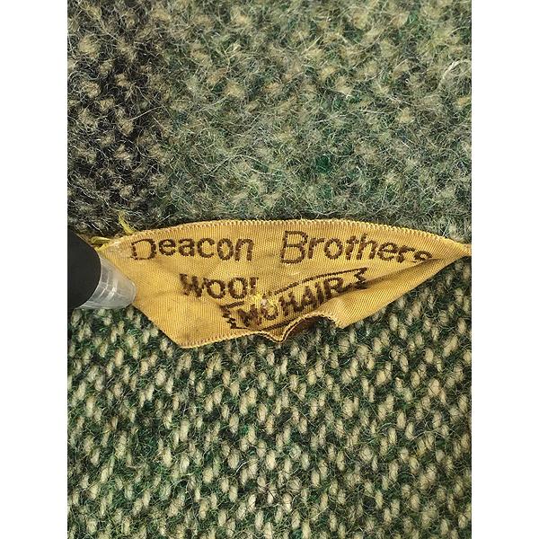 古着 60s Deacon Brothers 好配色 グリーン チェック ヘビー モヘア ウール カバーオール ジャケット XL位 古着 60s Deacon Brothers 好配色 グリーン チェック ヘビー モヘア