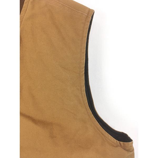 古着 Carhartt BRN ブラウン ダック 首リブ パデット ベスト XL : 古着