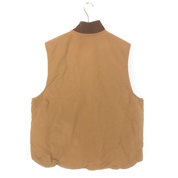 古着 Carhartt BRN ブラウン ダック 首リブ パデット ベスト XL : 古着