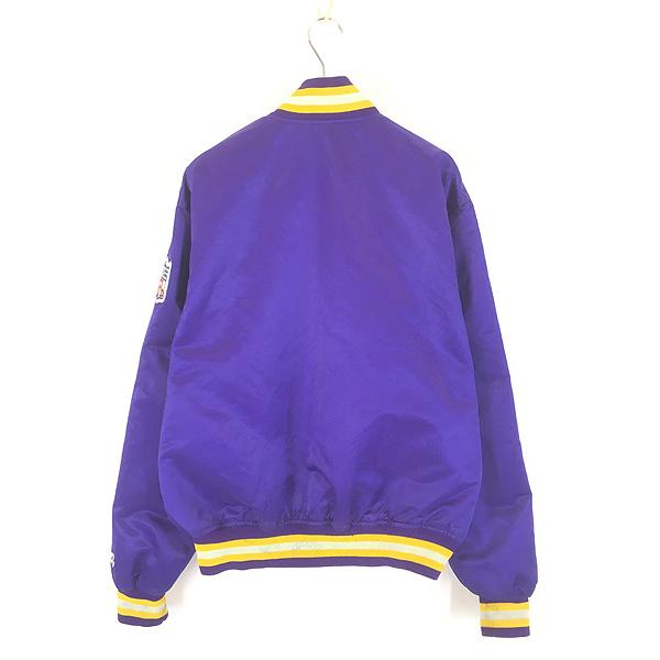 古着 80s USA製 STARTER NFL Minnesota Vikings バイキングス 光沢 サテン スタジャン ジャケット L_3