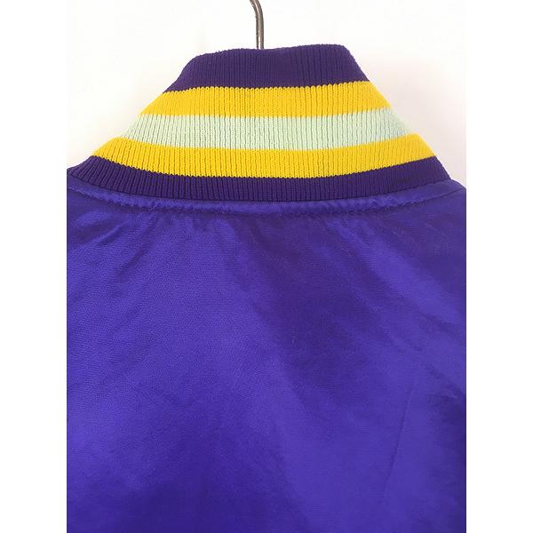 古着 80s USA製 STARTER NFL Minnesota Vikings バイキングス 光沢 サテン スタジャン ジャケット L_4