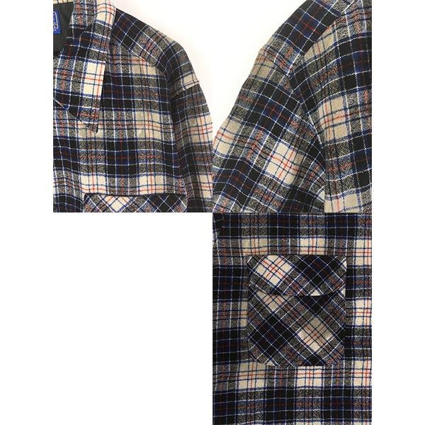 古着 70s USA製 Pendleton ホワイト タータン チェック 開襟 ボックス