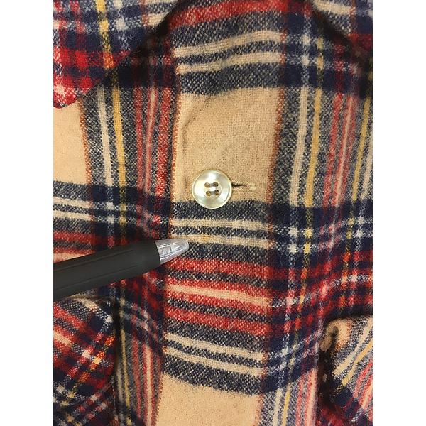 古着 70s USA製 Pendleton ベージュ タータン チェック 開襟 ボックス