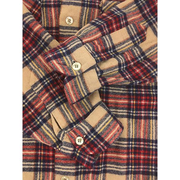 古着 70s USA製 Pendleton ベージュ タータン チェック 開襟 ボックス