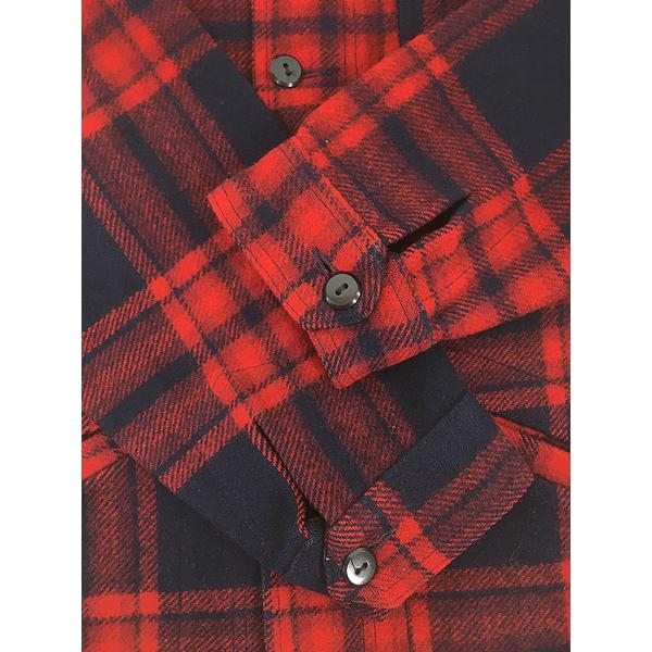 古着 70s USA製 Pendleton レッド × ネイビー チェック メルトン ウール マッキーノ ジャケット L 古着 70s USA製 Pendleton レッド × ネイビー チェック メルトン