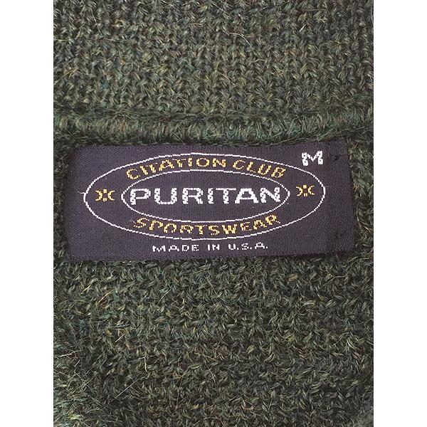 古着 70s USA製 PURITAN 貴重!! ベルト & 襟付 シャギー モヘア ウール ニット セーター M 古着 70s USA製 PURITAN 貴重!! ベルト & 襟付 シャギー モヘア ウール