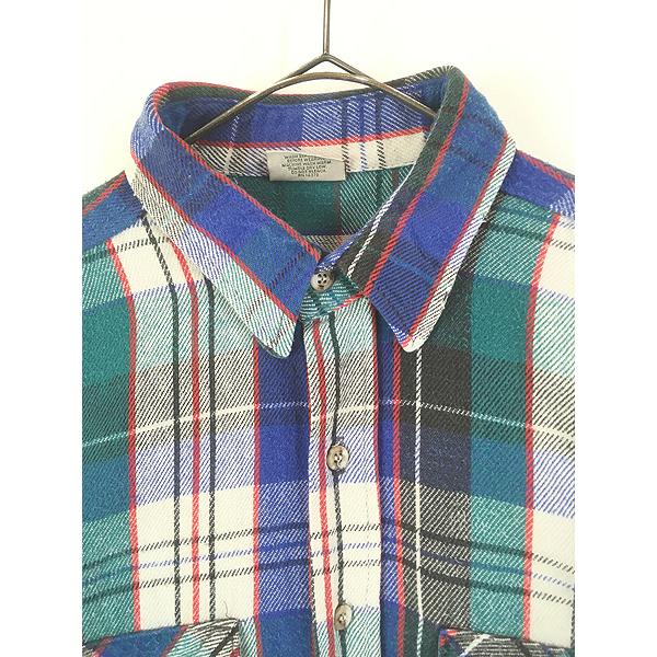 古着 90s USA製 FIVE BROTHER カラフル チェック ヘビー フランネル