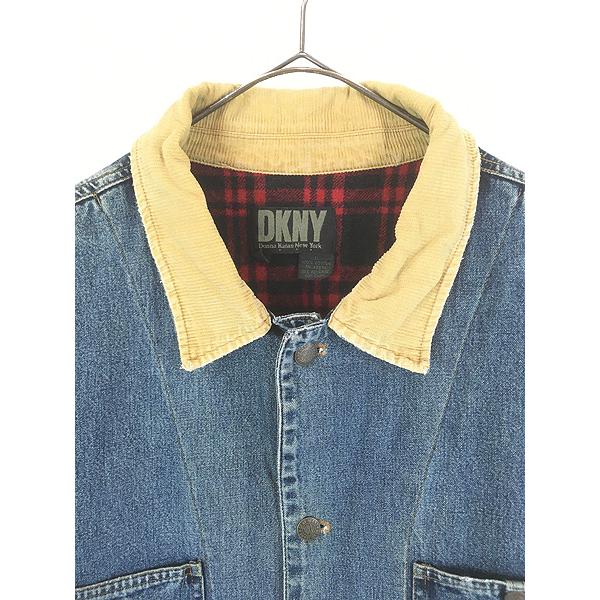 古着 90s DKNY バッファロー チェック ライナー コーデュロイ襟 ブルー