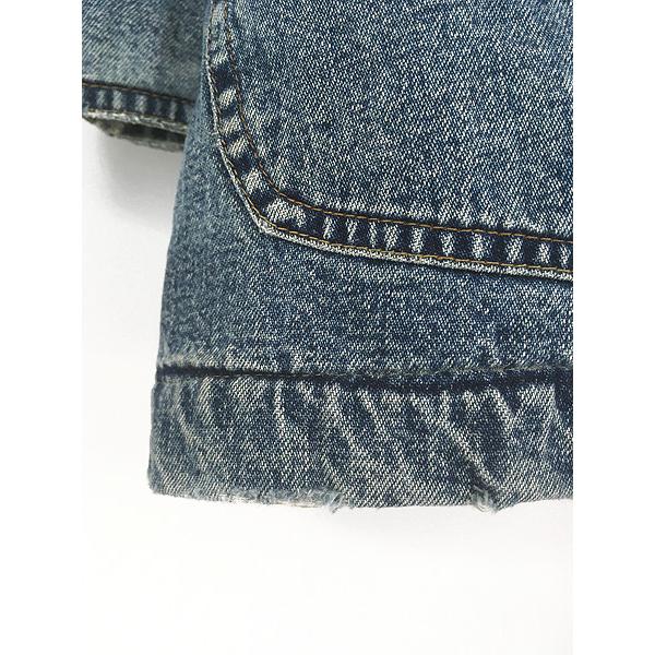 古着 90s DKNY バッファロー チェック ライナー コーデュロイ襟 ブルー デニム カバーオール ジャケット L 古着 90s DKNY バッファロー チェック ライナー コーデュロイ襟 ブルー