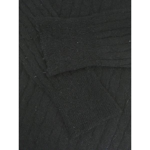 古着 Italy製 FRED PERRY ケーブル編み Vネック ブラック モヘア