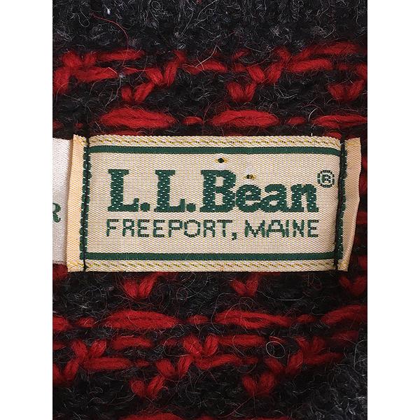 古着 80s ノルウェー製 LL Bean チャコール×レッド バーズアイ ヘビー 