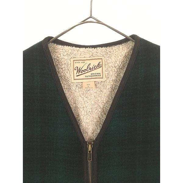 古着 90s USA製 WoolRich 裏ボア オンブレ シャドー チェック ウール