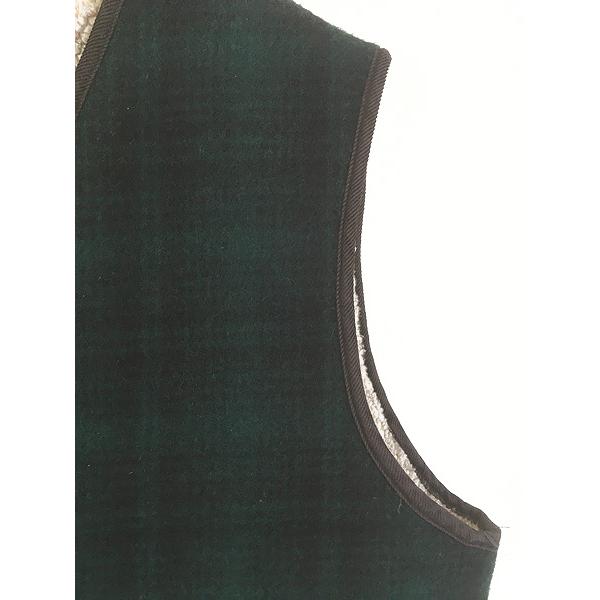 古着 90s USA製 WoolRich 裏ボア オンブレ シャドー チェック ウール ベスト L 古着 90s USA製 WoolRich 裏ボア オンブレ シャドー チェック ウール