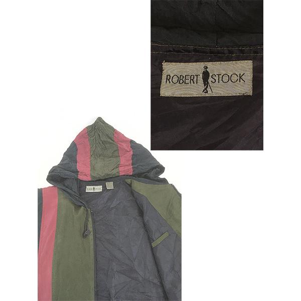 古着 90s ROBERT STOCK 3tone 100% シルク フーデッド ジャケット 