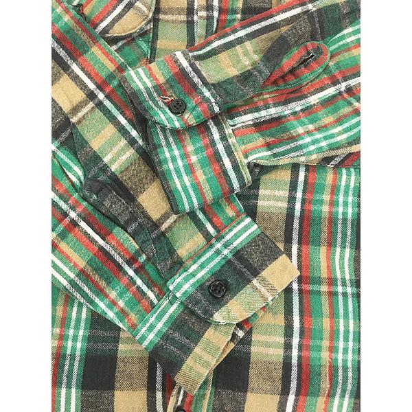 古着 70s USA製 Mr Leggs グリーン チェック ヘビー フランネル シャツ