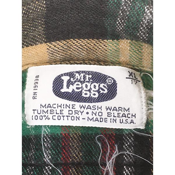 古着 70s USA製 Mr Leggs グリーン チェック ヘビー フランネル シャツ