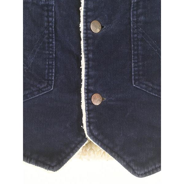 古着 70s USA製 Wrangler ネイビー コーデュロイ ボア ランチ ベスト M 