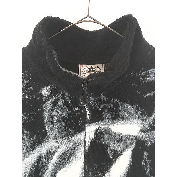 古着 90s USA製 BLACK MOUNTAIN オオカミ ウルフ 総柄 フリース ジャケット XL 古着 90s USA製 BLACK MOUNTAIN オオカミ ウルフ 総柄 フリース