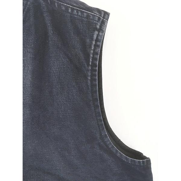 古着 10s Carhartt ネイビー ダック 首リブ パデット ベスト L : 古着