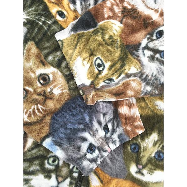 古着 90s USA製 BLACK MOUNTAIN 猫 ねこちゃん アニマル 総柄 フリース