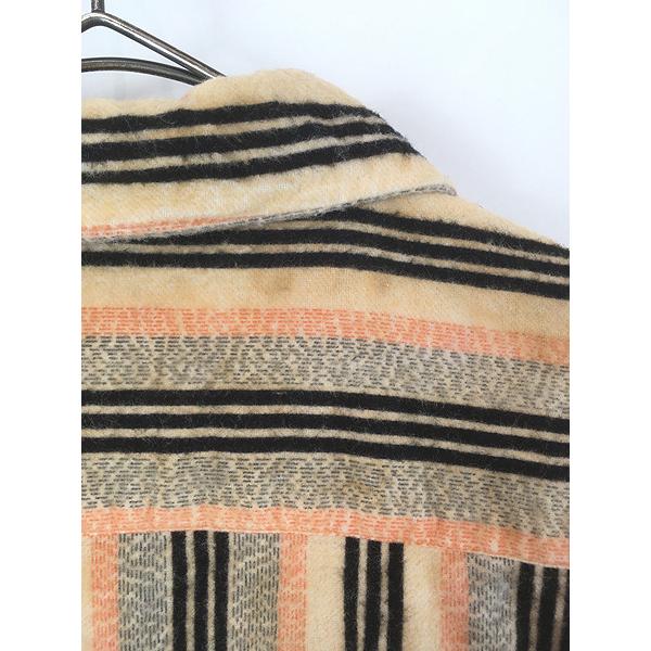 古着 60s USA製 Coopers 好配色 マルチ ストライプ 開襟 ボックス フランネル コットン シャツ ネルシャツ L 古着 60s USA製 Coopers 好配色 マルチ ストライプ 開襟 ボックス