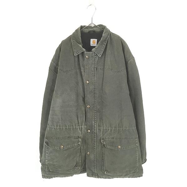 古着 Carhartt ウエスタンヨーク モスグリーン ダック パデット ミドル