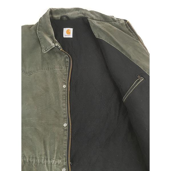 古着 Carhartt ウエスタンヨーク モスグリーン ダック パデット ミドル