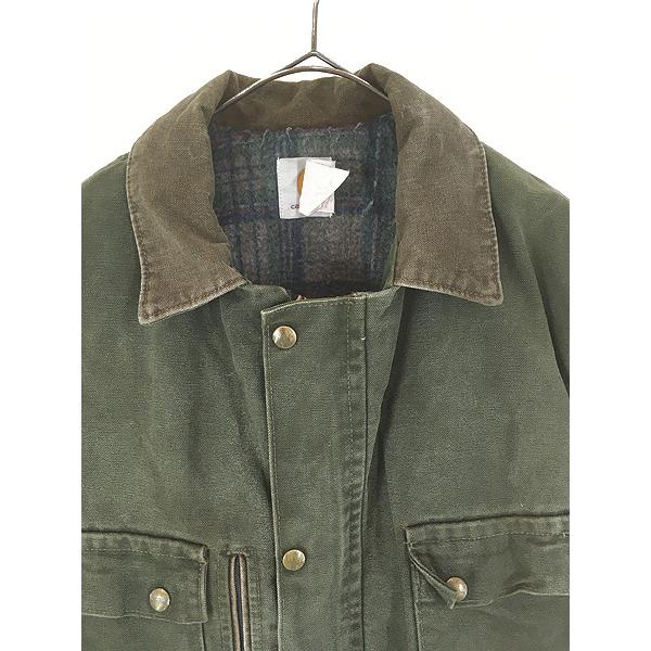 古着 80s USA製 Carhartt 裏地 ブランケット モスグリーン ダック 5