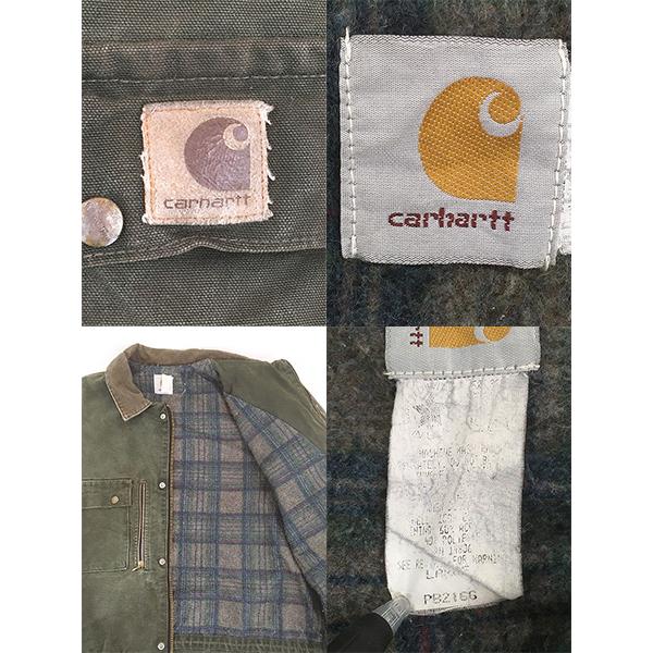 古着 80s USA製 Carhartt 裏地 ブランケット モスグリーン ダック 5