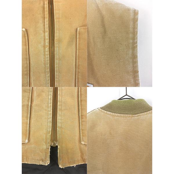 古着 80s USA製 Carhartt フェード ブラウン ダック 首リブ パデット