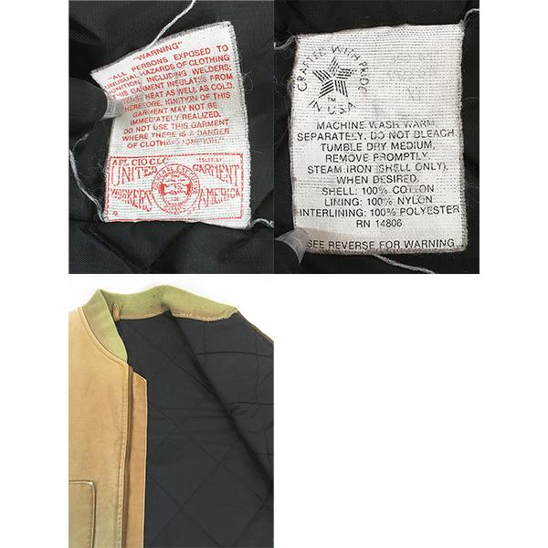 古着 80s USA製 Carhartt フェード ブラウン ダック 首リブ パデット