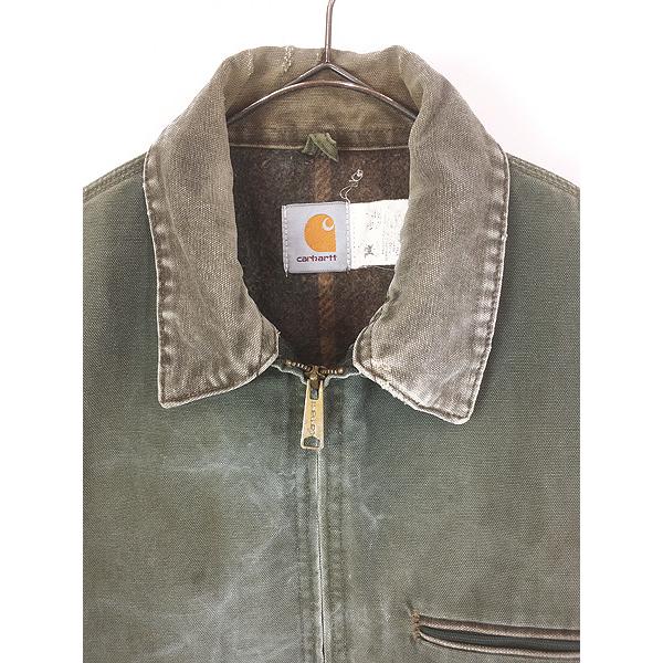 古着 90s USA製 Carhartt 裏地 チェック ブランケット モス