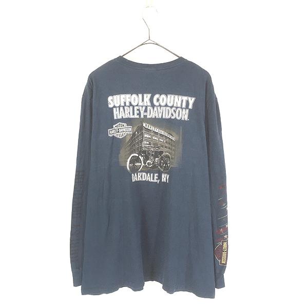 古着 10s HARLEY DAVIDSON イーグル 星条旗 バイク 長袖 Tシャツ ロンT