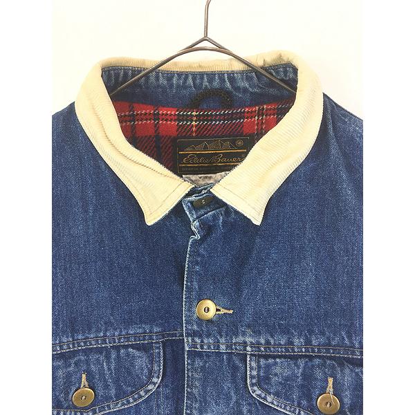 古着 80s Eddie Bauer ブランケット ライナー 濃紺 デニム トラッカー