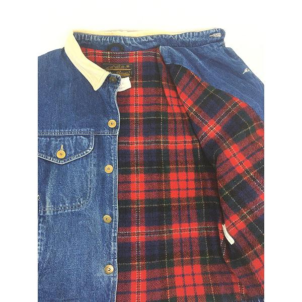 古着 80s Eddie Bauer ブランケット ライナー 濃紺 デニム トラッカー