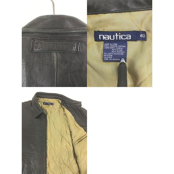 古着 90s Nautica 本革 オール レザー ドリズラー ジャケット ブルゾン