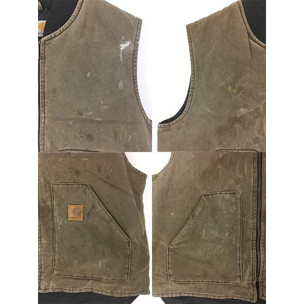 古着 Carhartt フェード ダークブラウン ダック 首リブ 腰ゴム