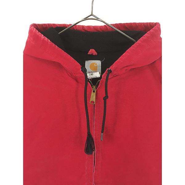 90s USA製 Carhartt アクティブジャケット パーカー 赤 ダック