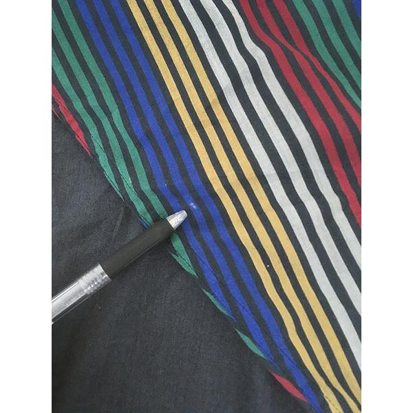 古着 90s PERRY ELLIS 図形 マルチ ストライプ コットン バンドカラー